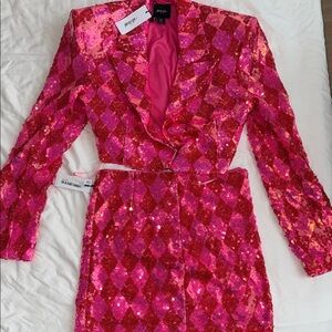 Nasty Gal Pink and Red Sequin Mini Skirt